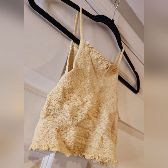 Forever 21 yellow bodiced crop top S - Picture 2 of 3